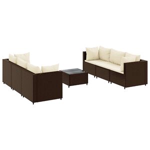 vidaXL 7 Piece Garden Lounge Set with Cushions Brown Poly Rattan