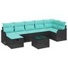 vidaXL Garden Sofa Set with Cushion 8 pcs Black Poly rattan