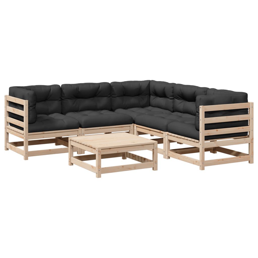vidaXL 6 Piece Garden Sofa Set with Cushions Solid Wood Pine