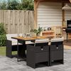 vidaXL 5 Piece Garden Dining Set with Cushions Black Poly Rattan