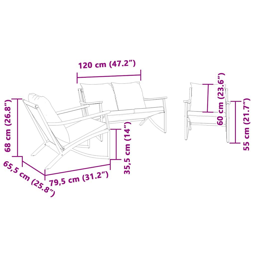 vidaXL 3 Piece Balcony Furniture Set with Cushions Black Steel