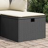 vidaXL Garden Stool with Cushion Black 55x55x37 cm Poly Rattan