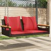 vidaXL Swing Bench with Cushions Brown 109x62x40 cm Poly Rattan
