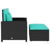 vidaXL Garden Sofa with Cushions 2-Seater Black Poly Rattan