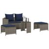 vidaXL 5 Piece Garden Sofa Set with Cushions Stackable Grey Poly Rattan