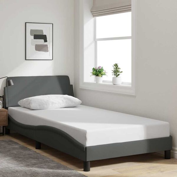 vidaXL Bed Frame "Dover" Dark Grey 100x203 cm Fabric