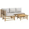 vidaXL 5 Piece Garden Lounge Set with Light Grey Cushions Bamboo