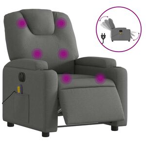 vidaXL Electric Massage Recliner Chair Dark Grey Fabric