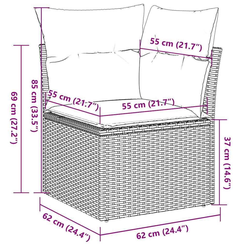 vidaXL 7 Piece Garden Sofa Set with Cushions Beige Poly Rattan