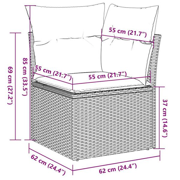 vidaXL 7 Piece Garden Sofa Set with Cushions Beige Poly Rattan
