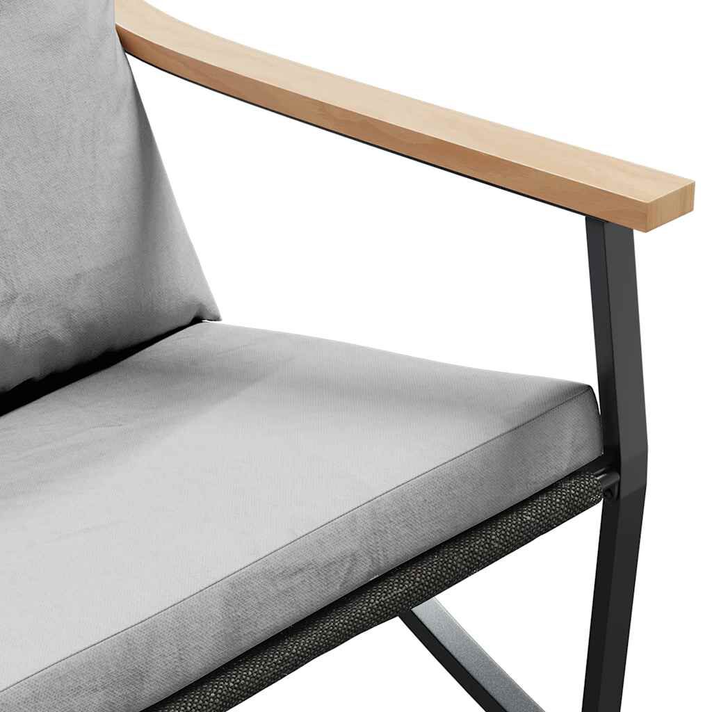 vidaXL Garden Chairs with Cushions 2 pcs Black Steel