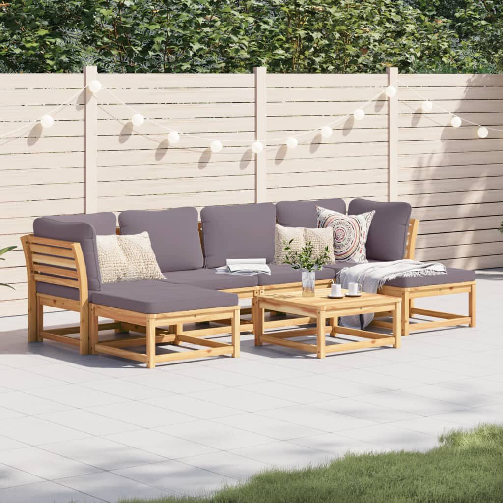 vidaXL 7 Piece Garden Lounge Set with Cushions Solid Wood Acacia