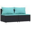 vidaXL 3 Piece Garden Lounge Set with Cushions Black Poly Rattan