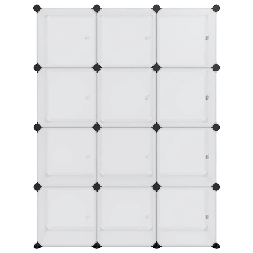 vidaXL Storage Cube Organiser with 12 Cubes and Doors Transparent PP