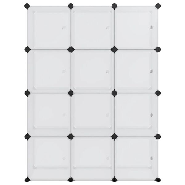 vidaXL Storage Cube Organiser with 12 Cubes and Doors Transparent PP