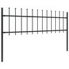 vidaXL Garden Fence with Spear Top Steel 537x60 cm Black