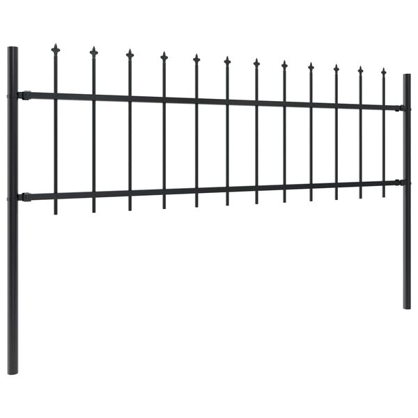 vidaXL Garden Fence with Spear Top Steel 537x60 cm Black