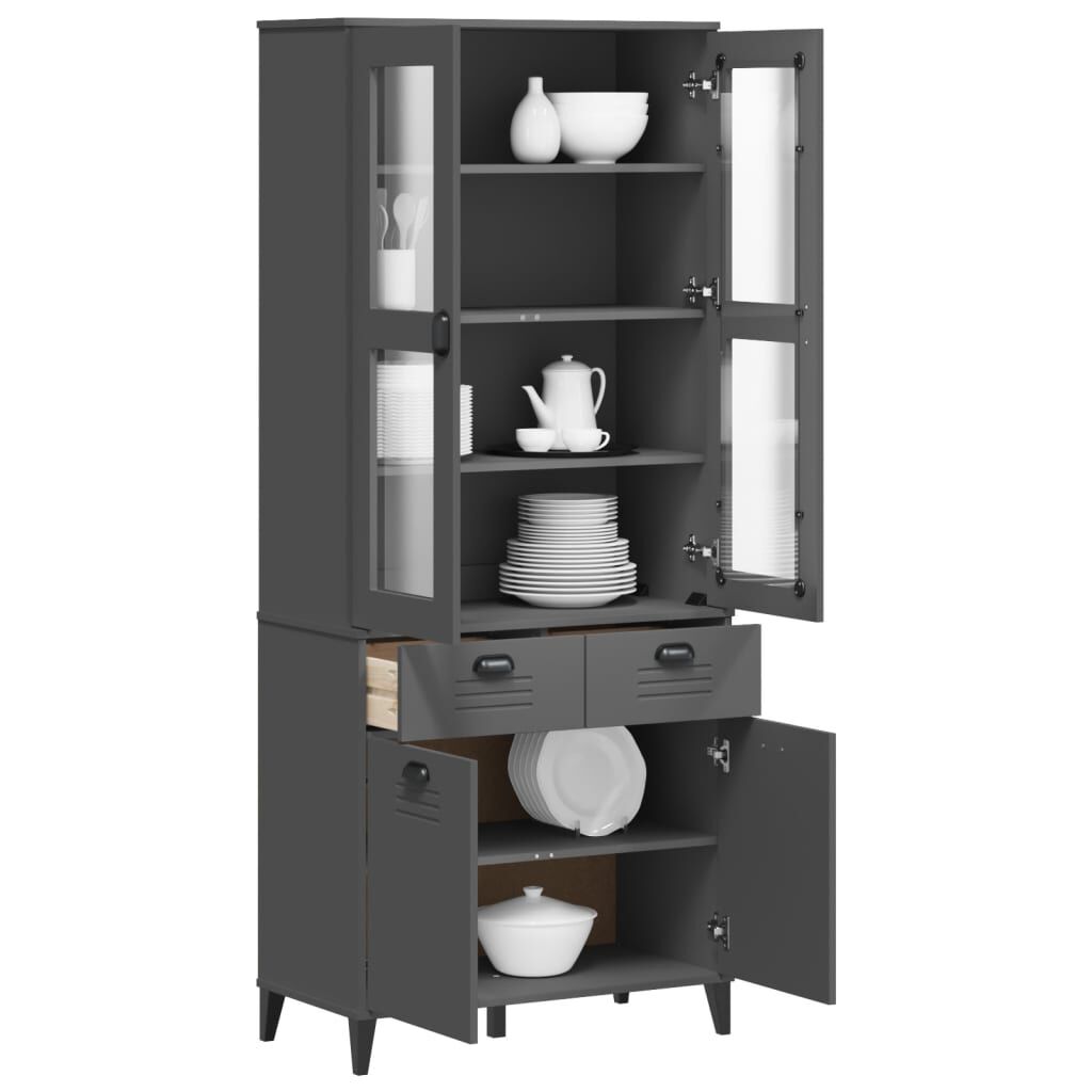 vidaXL Highboard VIKEN Anthracite Grey 80x40x190 cm Solid Wood Pine