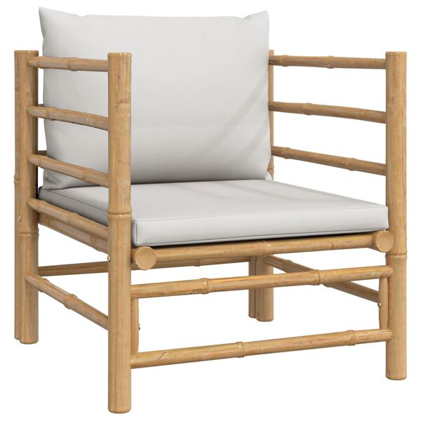 vidaXL 6 Piece Garden Lounge Set with Light Grey Cushions Bamboo