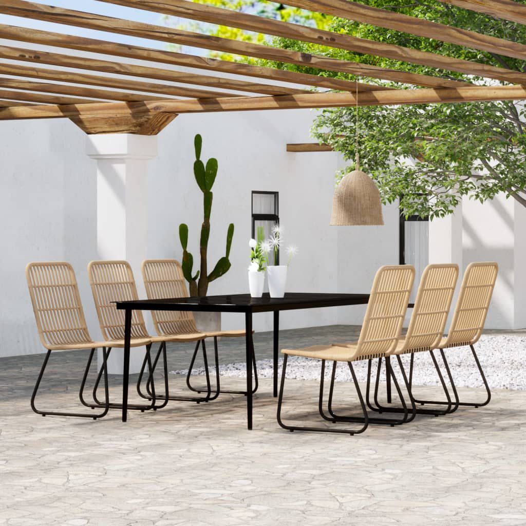 vidaXL 7 Piece Garden Dining Set Oak