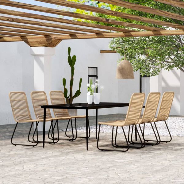vidaXL 7 Piece Garden Dining Set Oak