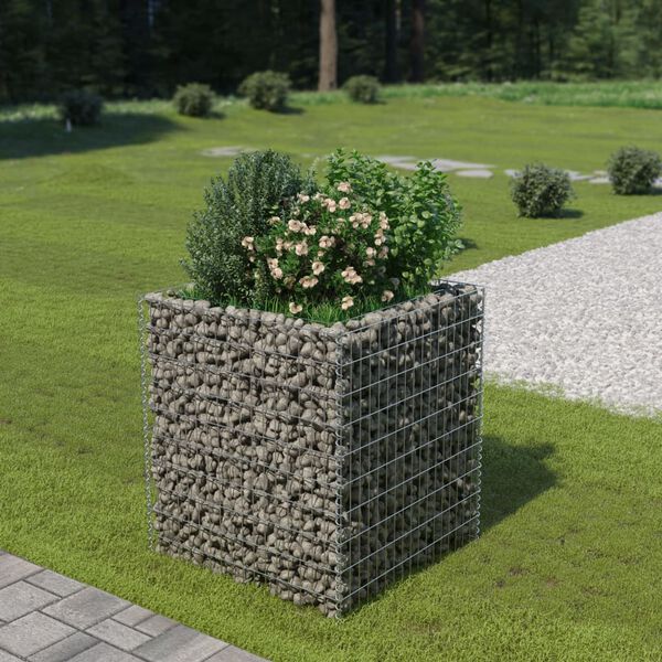 vidaXL Gabion Raised Bed Galvanised Steel 90x90x100 cm