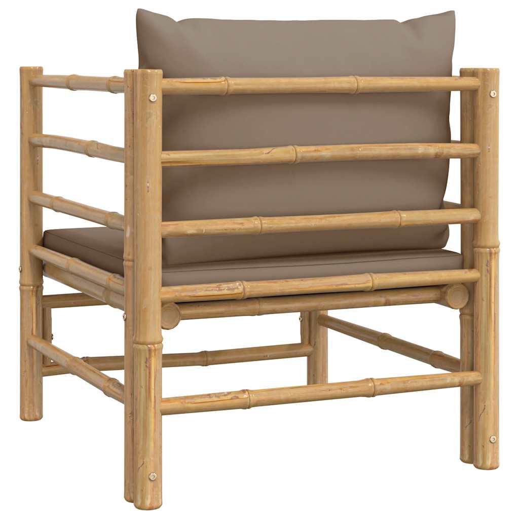 vidaXL Garden Sofa with Taupe Cushions Bamboo