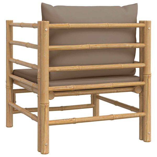 vidaXL Garden Sofa with Taupe Cushions Bamboo