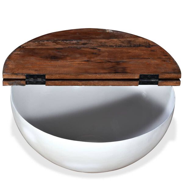 vidaXL Coffee Table Solid Reclaimed Wood White Bowl Shape