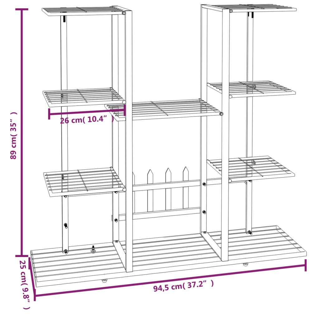 vidaXL Flower Stand 94.5x25x89 cm Black Iron