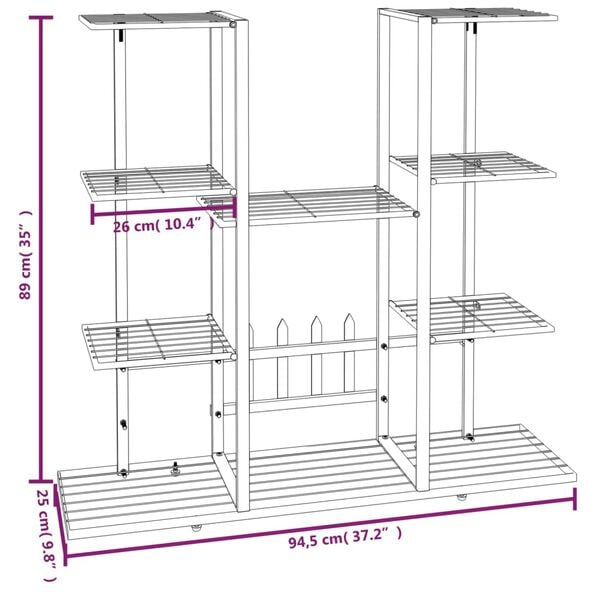 vidaXL Flower Stand 94.5x25x89 cm Black Iron