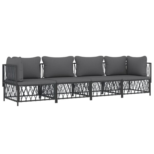 vidaXL 4 Piece Garden Lounge Set with Cushions Anthracite Steel
