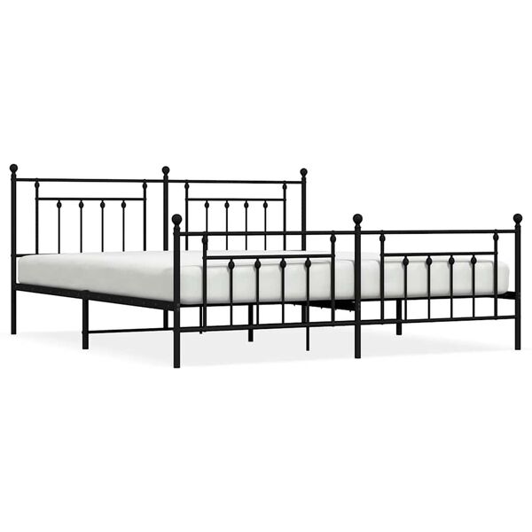 vidaXL Metal Bed Frame without Mattress with Footboard Black 193x203cm