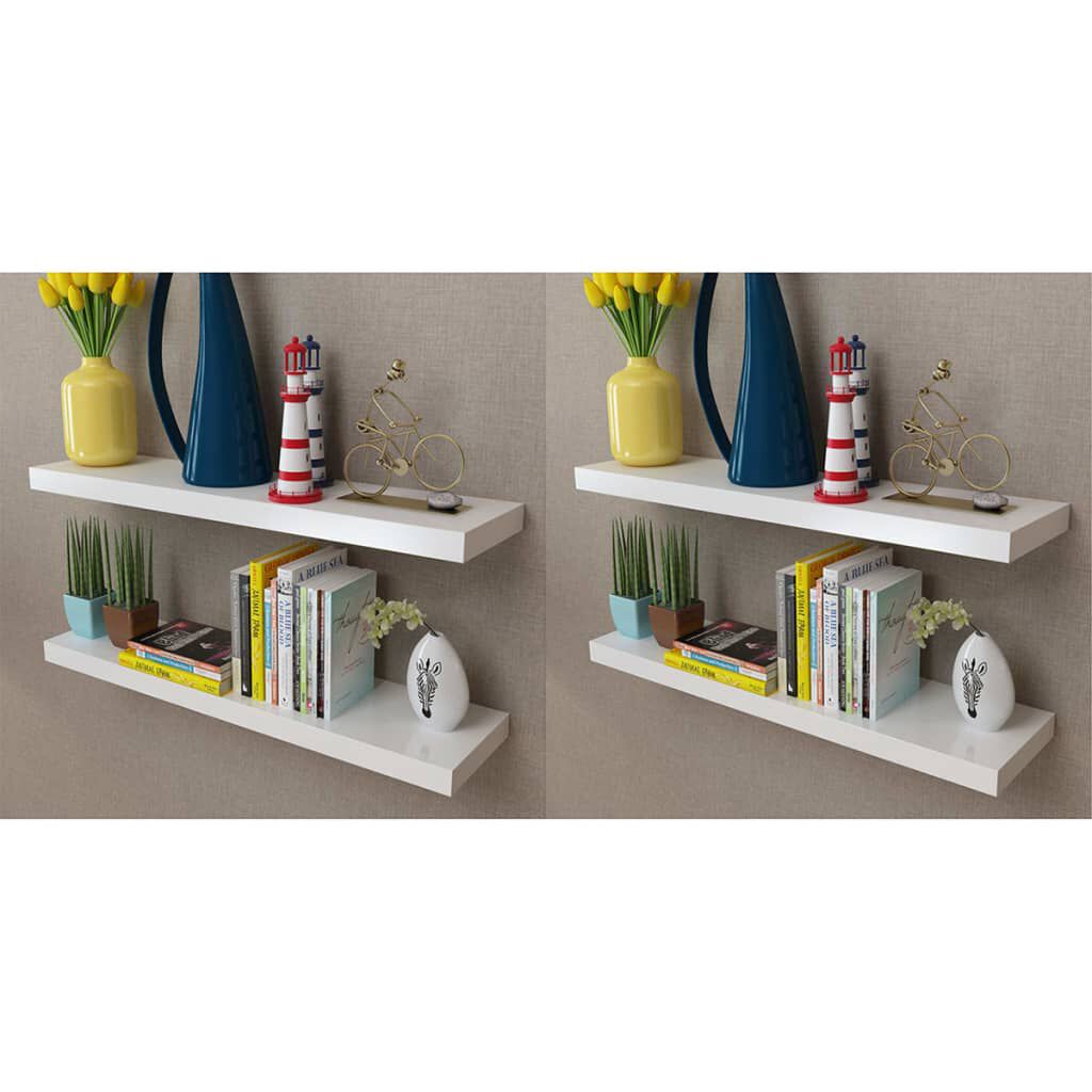 vidaXL Wall Shelves 4 pcs White 80 cm