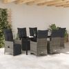 vidaXL Garden Dining Set with Cushion 7 pcs Grey Poly Rattan