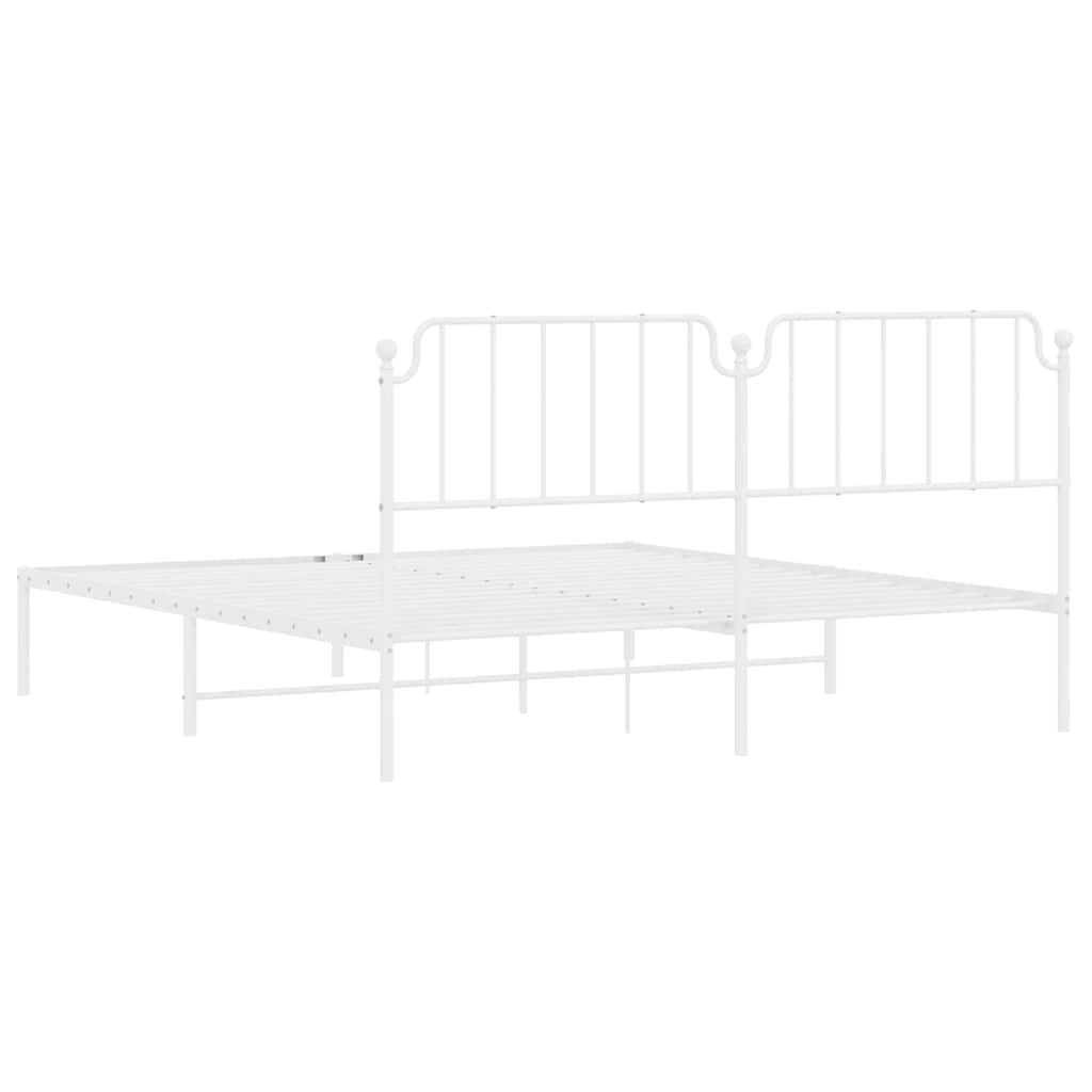 vidaXL Metal Bed Frame without Mattress with Headboard White 183x213cm