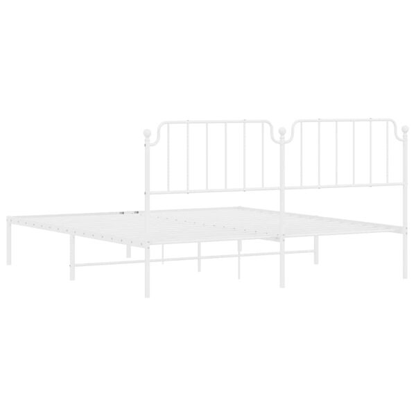 vidaXL Metal Bed Frame without Mattress with Headboard White 183x213cm