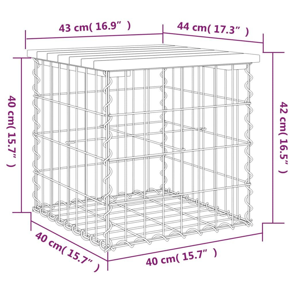 vidaXL Garden Bench Gabion Design 43x44x42 cm Solid Wood Douglas