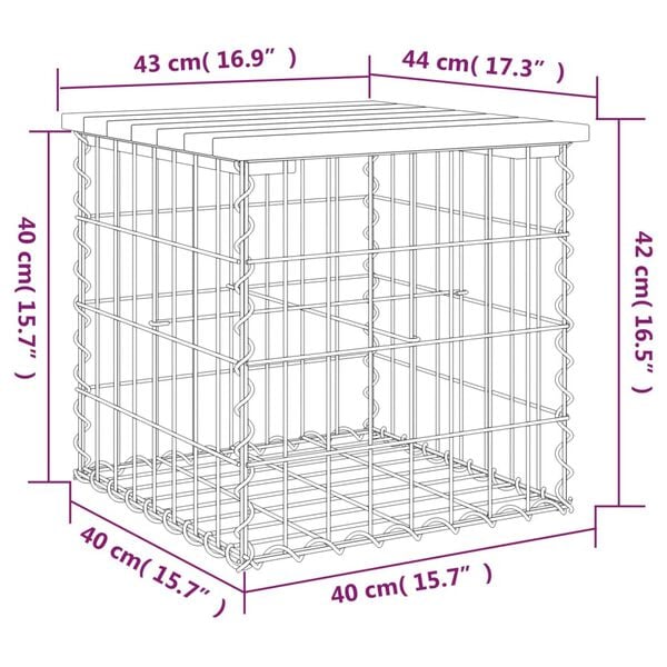 vidaXL Garden Bench Gabion Design 43x44x42 cm Solid Wood Douglas
