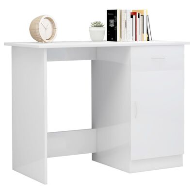vidaXL Desk High Gloss White 100x50x76 cm Engineered Wood