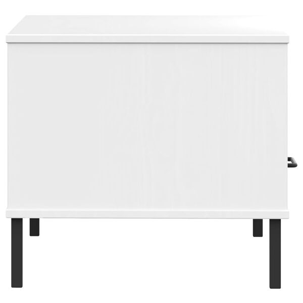 vidaXL Coffee Table with Metal Legs White 85x50x45cm Solid Wood OSLO