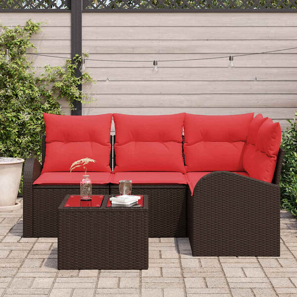 vidaXL Garden Sofa Set 5 pcs Brown Poly Rattan