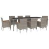 vidaXL 9 Piece Garden Dining Set with Cushions Grey Poly Rattan