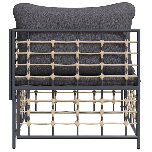 vidaXL Garden Corner Sofa with Dark Grey Cushions Poly Rattan