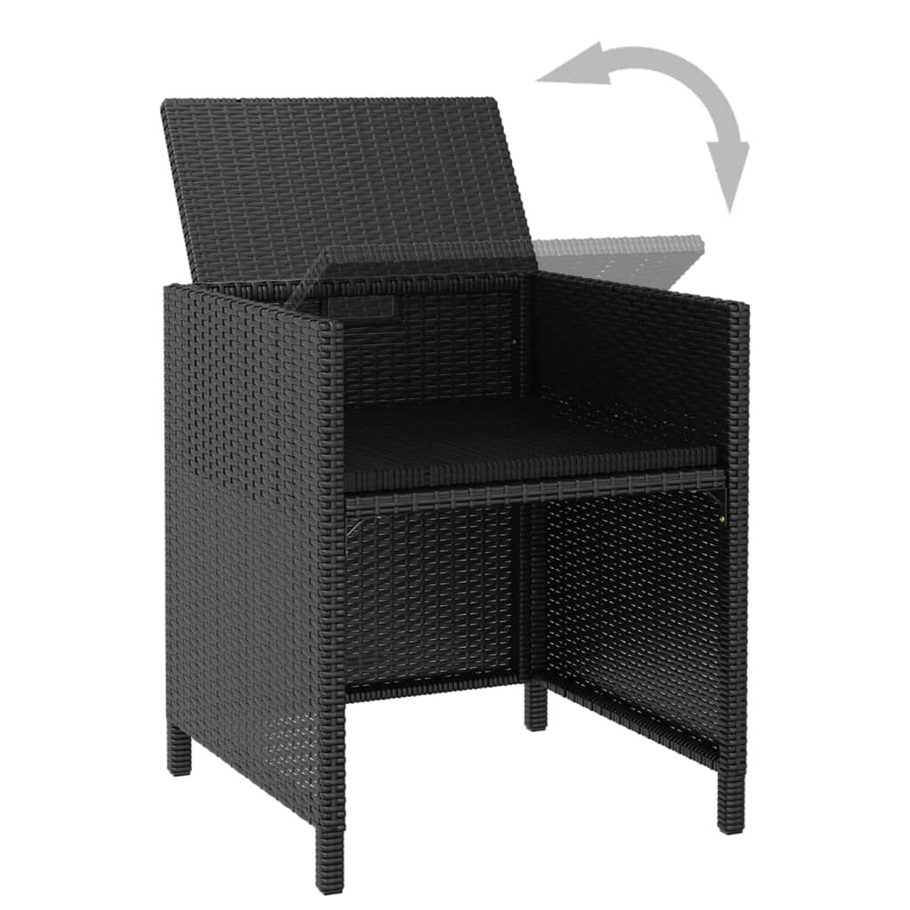 vidaXL 5 Piece Outdoor Dining Set Poly Rattan and Acacia Wood Black