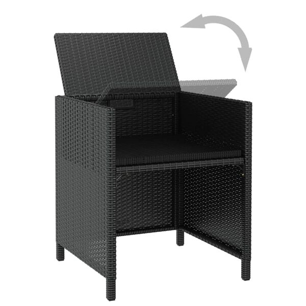 vidaXL 5 Piece Outdoor Dining Set Poly Rattan and Acacia Wood Black