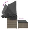 vidaXL Garden Sofa 2-Seater with Canopy and Stools Grey Poly Rattan