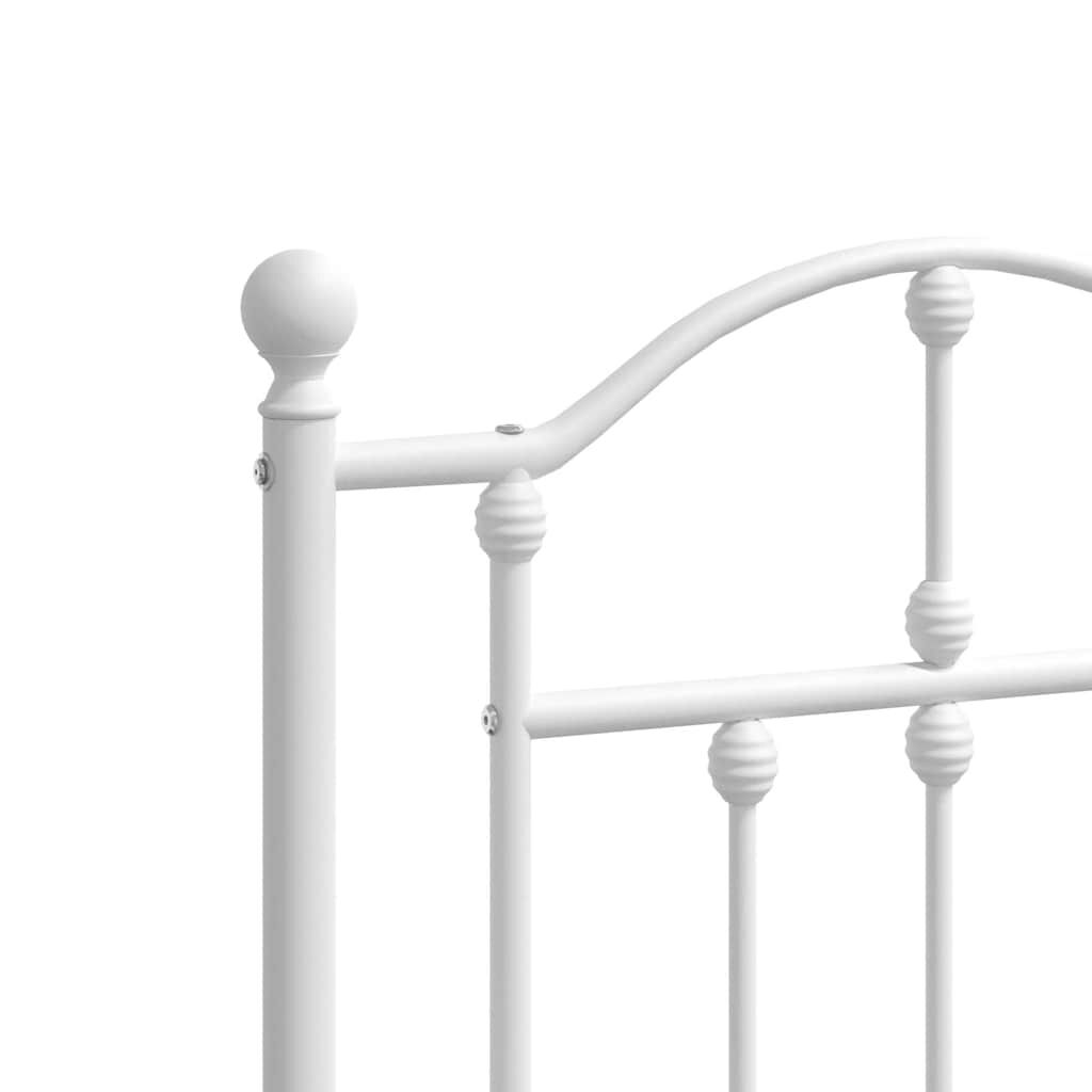vidaXL Metal Bed Frame without Mattress with Footboard White 193x203cm