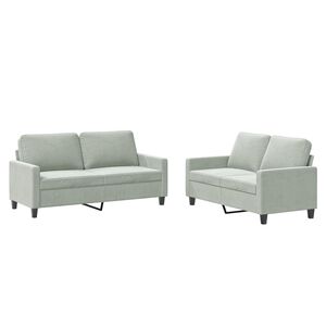 vidaXL 2 Piece Sofa Set with Cushions Light Grey Velvet