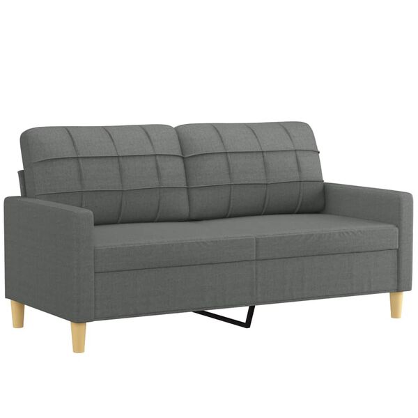 vidaXL 2-Seater Sofa with Throw Pillows Dark Grey 140 cm Fabric